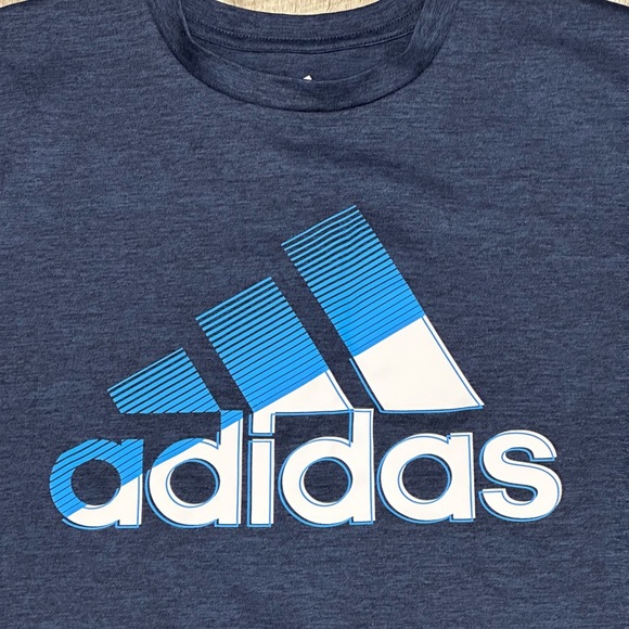 Adidas Youth YS Small 8 Short Sleeve T-Shirt Top Tee Navy Blue White Aeroready - Picture 5 of 7